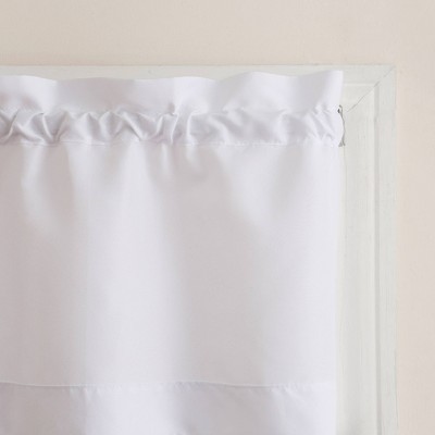White Polyester Sheer Rod Pocket Kitchen Curtain Set