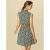 INSPIRE CHIC Women's Floral Sleeveless Half Placket Mini Belted Summer Dress - 4 of 4