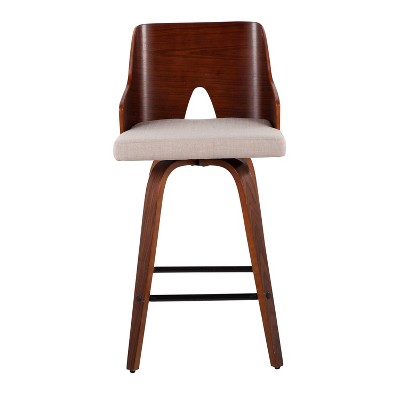 Ariana Mid-Century Modern Swivel Counter Stool in Beige