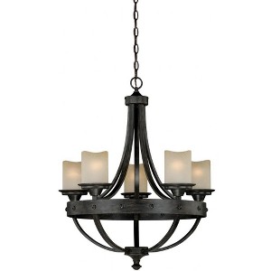 Vaxcel Halifax 5 - Light Chandelier in  Aged Walnut - 1 of 4