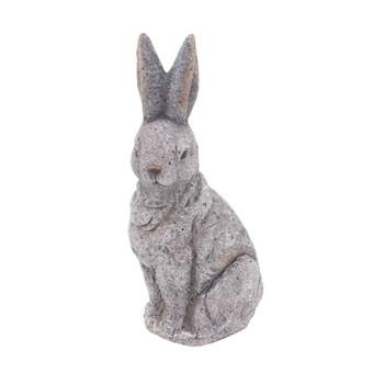 20" x 11" Magnesium Oxide Country Rabbit Garden Sculpture Gray - Olivia & May