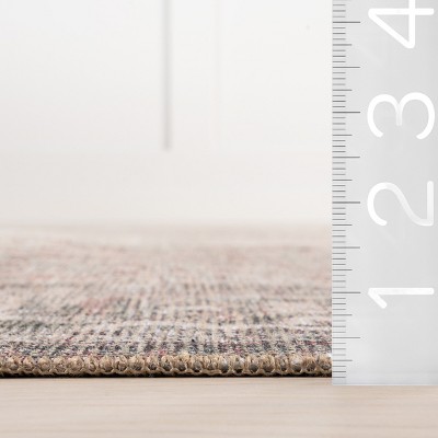 Gray and Burgundy Synthetic Rectangular 4' x 6' Area Rug
