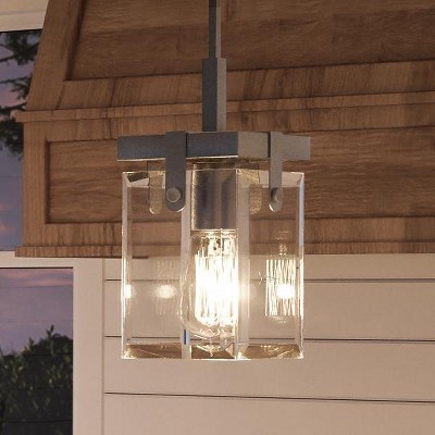 Urban Ambiance Luxury Modern Farmhouse Modern Pendant,  11-7/8"H x 6-1/2"W SQ,  Brushed Nickel Finish, UHP2447