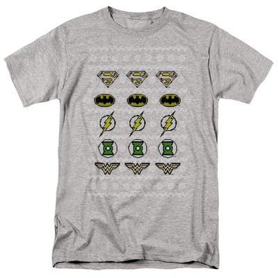 Men's JLA Justice Shields Christmas Sweater T-Shirt
