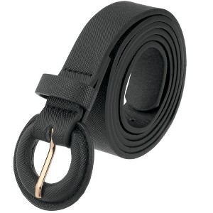 INSPIRE CHIC Womens 0.8" Width Textured Fashion Causal Faux Leather with Round Buckle Belts 1Pc - 1 of 4