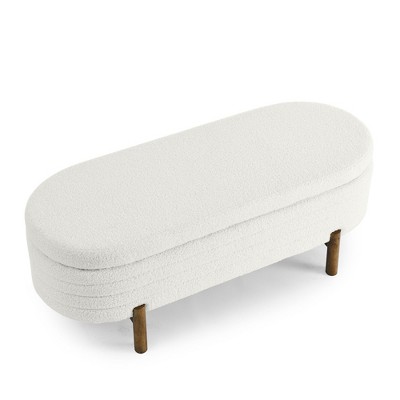 NicBex Modern 46" Storage Bench Oval Accent Stools with Wood Leg for Bedroom and Entryway