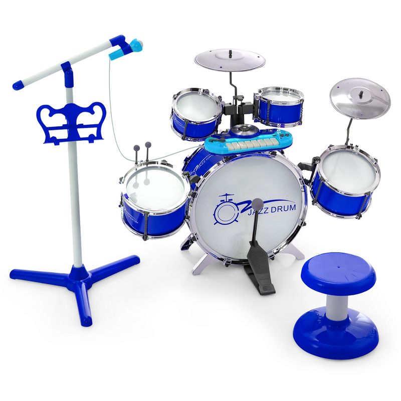 Costway Jazz Drum Set for Toddler Kids Educational Toy w/Keyboard Cymbal Microphone, 1 of 11