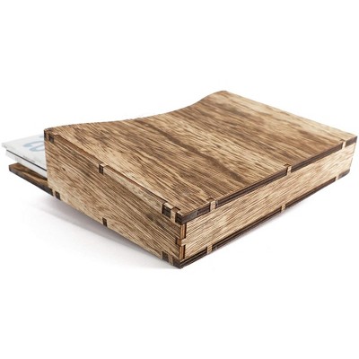 Rustic Brown Wood Wall Mounted Magazine Rack and File Organizer