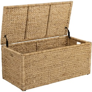 eHemco Heavy-duty Water Hyacinth Wicker Storage Trunk with Metal Frame, 42 by 20 by 18.5 Inches, Natural - 1 of 4