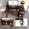 Nost & Host Computer Home Office Desk with Metal Frame, Stand, Under Desk Storage Shelves, and Working Table for Small Bedroom Space, Rustic Brown - 2 of 4