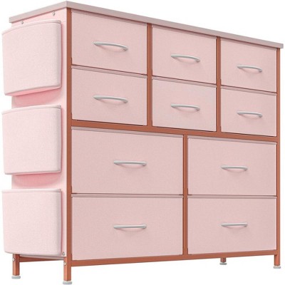 Drawer Storage Cabinet, Wooden Multifunctional Drawer Storage Cabinet, Bedroom Drawer Dresser with Side Pocket and Hook, for Living Room Bedroom