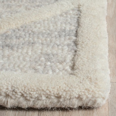 Light Grey and Ivory Hand-Tufted Wool Area Rug