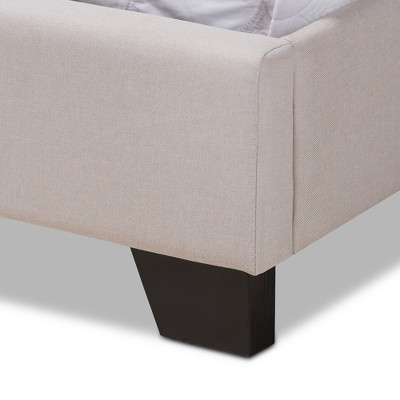 Contemporary Beige Queen Upholstered Bed with Tufted Headboard