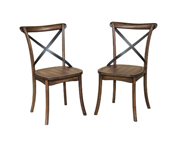 Lindsay XBack Side Chair with Wood Seat Walnut (Set of 2) - Intercon