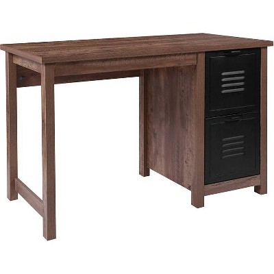 Desk with Metal Drawers Brown - Riverstone Furniture