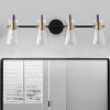 Dewdrop Minimalist 3-Light Vanity Wall Fixture, Black and Gold Industrial Sconce with Clear Glass Lampshades - 2 of 4