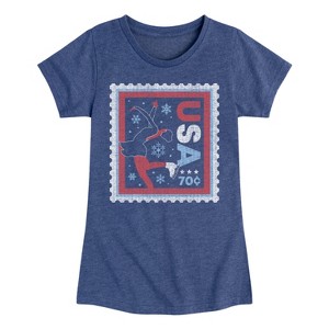 Girls' - Instant Message - Figure Skater Stamp Fitted Short Sleeve Graphic T-Shirt - 1 of 4