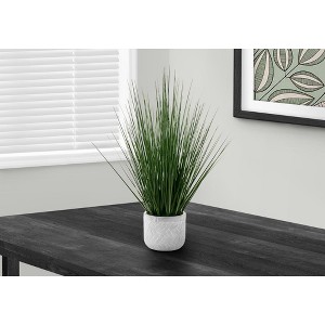 Monarch Specialties Artificial Plant 21 inch Tall Grass Indoor Faux Fake Table Greenery Potted Real Touch Decorative Green Grass White Pot - 1 of 4