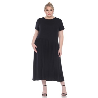 Plus Size Short Sleeves Maxi Dress - White Mark