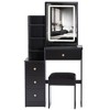 CAVINAS Vanity Desk with Mirror Compact Makeup Table with Stool, Multi-Layer Storage - 2 of 4