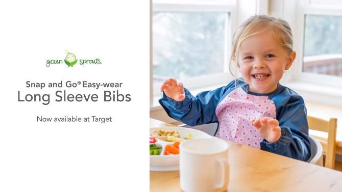 green sprouts Snap &#38; Go Easy-wear Long Sleeve Bib - Pink Blossom - 12/24 Months, 2 of 8, play video