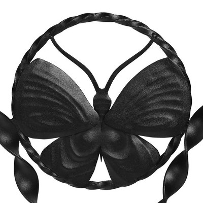 16" Black Wrought Iron Butterfly Plant Stand