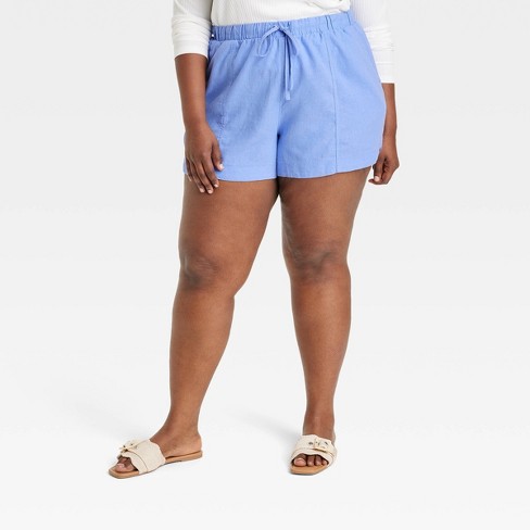 Women's High-rise Linen Pull-on Shorts - Universal Thread™ Blue 3x