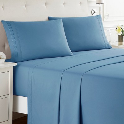 Nestl Double Brushed Microfiber Bed Sheet Set - Queen - Blue Heaven ...