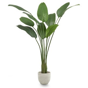 Maia Shop Artificial Faux Silk Bird of Paradise Plant, 7 Feet Tall Indoor Tree with Realistic Leaves, Ideal for Home Decor, 83 inches, Green - 1 of 4