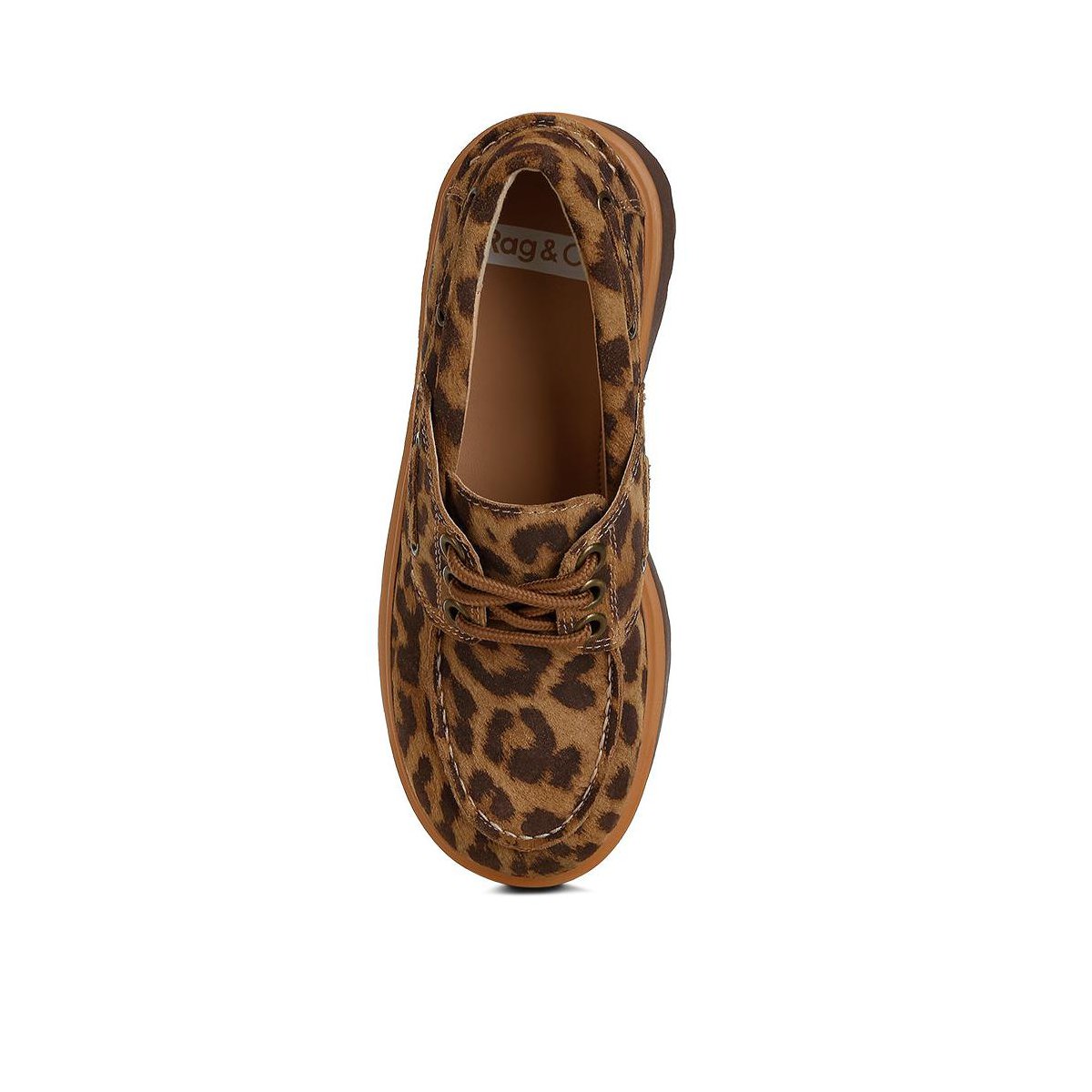 Женские туфли Rag & Co Womens Onglur Leopard Print Suede Oxford Loafers 7 — фото 4