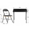 VECELO 5-Piece Folding Card Table and 4 Chairs, Foldable with Padded Upholstery Tabletop, Black - 3 of 4