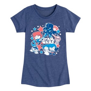 Girls' - Star Wars - Americana Stickers Fitted Short Sleeve Graphic T-Shirt - 1 of 4