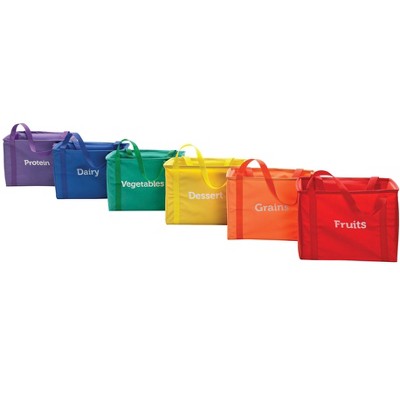 Sportime My Plate Nutrition Container Bags, Nylon, 13 x 9 x 10 Inches, Set of 6
