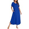 Ekouaer Long Nightgown Women's Loungewear Short Sleeve Sleepwear Full Length Sleep Shirt with Pockets - 4 of 4
