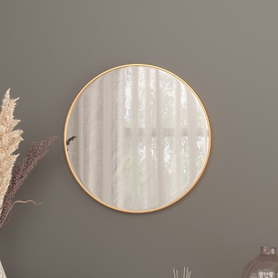 20" Round Gold Aluminum Framed Accent Mirror