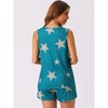 cheibear Women's Cotton Star Print Sleeveless Top and Shorts Casual Pajama 2 Piece Sets - 4 of 4
