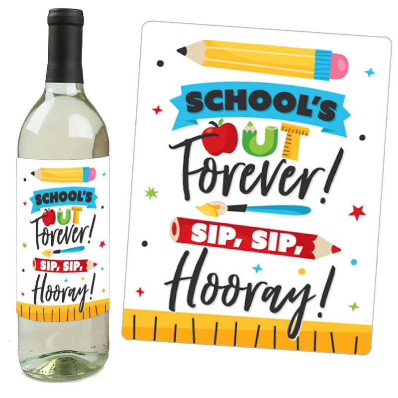 Big Dot of Happiness Teacher Retirement - Happy Retirement Party Decorations for Women and Men - Wine Bottle Label Stickers - Set of 4, 5 of 9