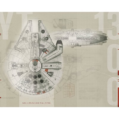 6'x7.5' Star Wars Millennium Falcon Prepasted Mural Ultra Strippable - RoomMates