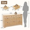Brafab 10 Drawer Rattan Dresser for Bedrroom, 59" Wide Natural Wood Dressers, Long Boho Chest of Drawers, Mid-Century Light Oak Dresser TV Stand - 2 of 4