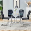 5-Piece Dining Set with Tempered Glass Round Table and 4 PU Armless Chairs - 2 of 4