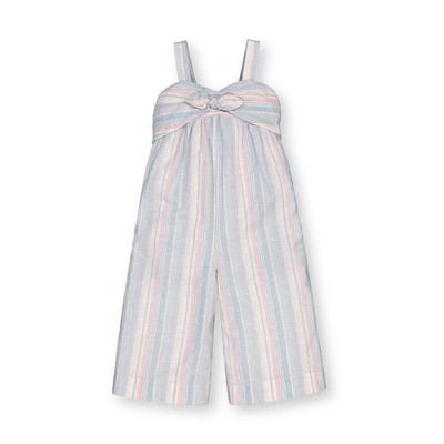 Image of Hope & Henry Girls' Bow Front Wide Leg Jumpsuit (Pink, 18-24 Months)
