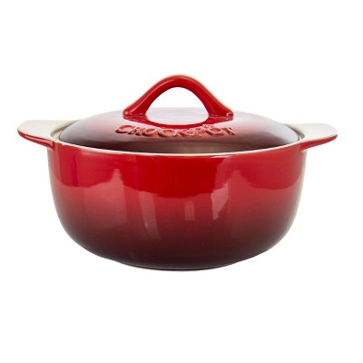 Crockpot Appleton 2 Quart Oval Stoneware Casserole Dish In Red With Glass  Lid : Target