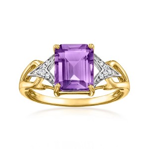 Ross-Simons 2.30 Carat Amethyst Ring With Diamonds in 14kt Yellow Gold - 1 of 4