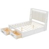 TIRAMISUBEST Full/Queen Size Wood Platform Bed with Upholstered Headboard and 2 Storage Drawers, Modern Bed Frame with Slats Support - 4 of 4