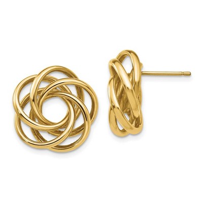 Black Bow Jewelry 19mm Polished Love Knot Earrings in 14k Yellow Gold