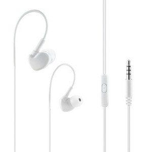 Reiko UNIVERSAL SPORT STEREO EARPHONES W. TANGLE FREE NOODLE CABLE AND MIC - WHITE - 1 of 3