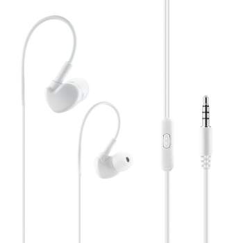 Reiko UNIVERSAL SPORT STEREO EARPHONES W. TANGLE FREE NOODLE CABLE AND MIC - WHITE