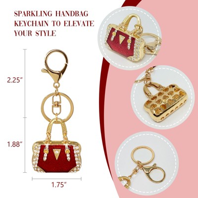 Wrapables Rhinestone Handbag Shaped Purse Charm Keychain, Mother's Day Gift White — фото 5