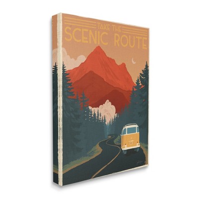 Stupell Industries Take the Scenic Route Phrase Retro Mountain Travel