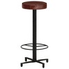vidaXL Bar Stool Set of 2 Brown, Black Real leather, Powder-coated iron - 2 of 2